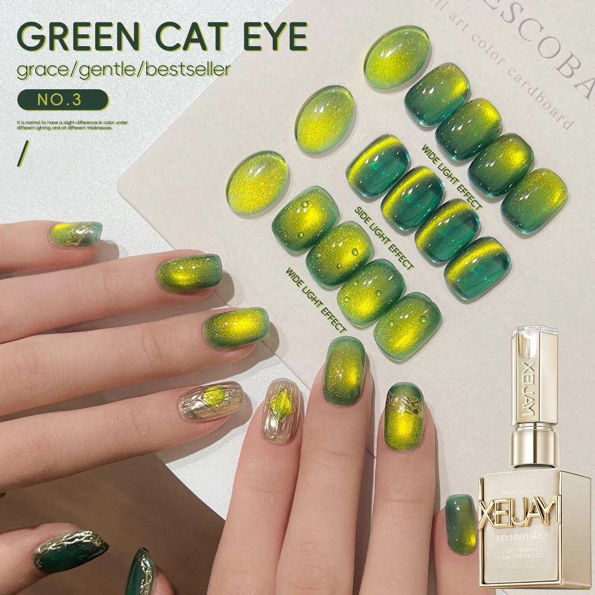 15ml Snow Pear Crushed Ice Cat Eye Gel Nail Polish, Shiny Bubble-Free UV/LED Quick-Drying Gel Suitable For Nail Art DIY Design