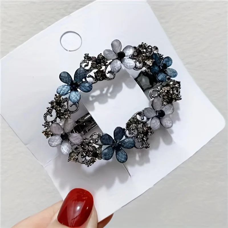 1Pc Retro Carved Rhinestone Hair Clip with Elegant Luxurious Design,retro Exquisite Design,highquality Texture,stable Grip