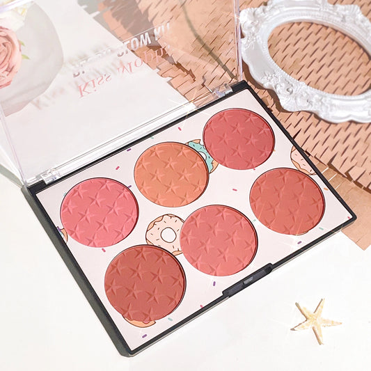 Six-color blush plate girl's heart waterproof matte pearl multi-color nude makeup natural grooming students