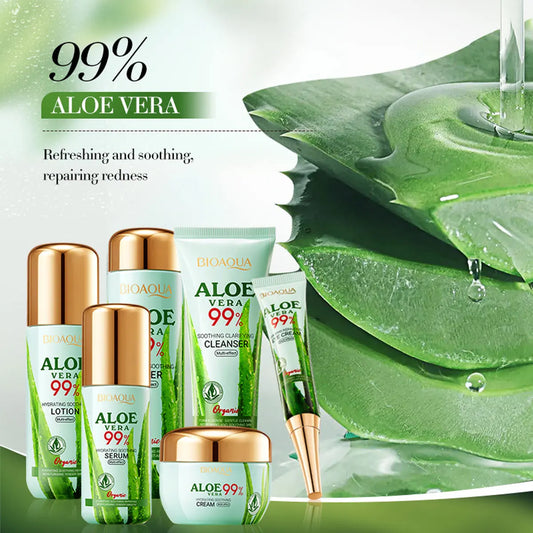 6-Piece Aloe Skin Care Set Aloe Moisturizing Skin Care Face Cream Christmas Gift Box Aloe Cleansing Cream Toner Eye Cream