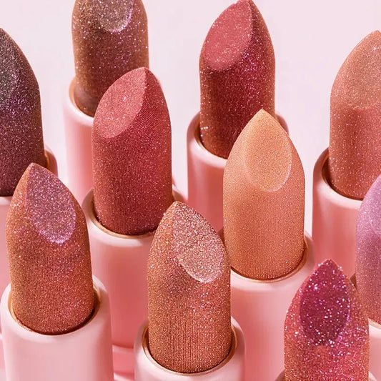 Shimmer Pearlescent Lipstick Long Lasting Waterproof, Moisturizing Plumping Lip Color for Sexy Glamorous Makeup