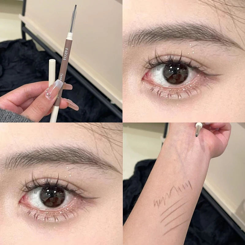 Waterproof Ultra Fine Eyebrow Pencil Double-Ended Eyebrow Pen Sweat-proof Long Lasting Professional Natural Black Eyebrow Makeup