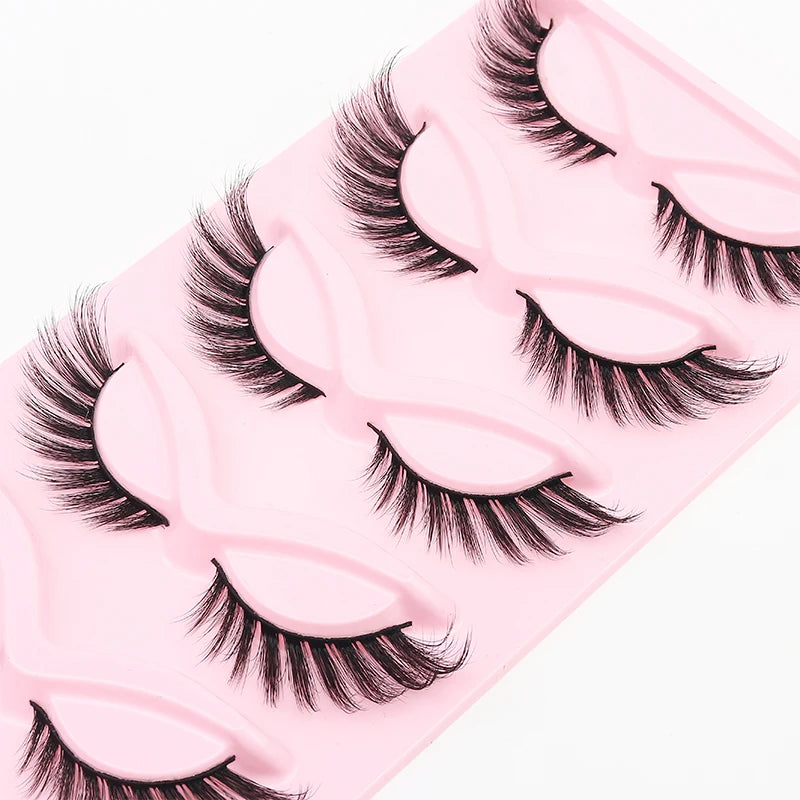 5 Pairs Fluffy False Eyealshes Fox Cat Eye Lashes Winged False Eyelashes Fox Eye Faux Mink Eyelashes Silk Lashes Makeup