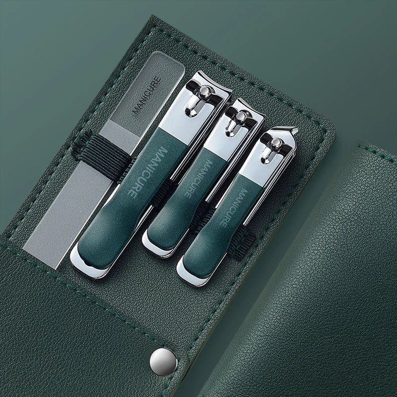 4/10PCS New Nail Clippers set 4 with Rotating Leather Bag Professional Trimmer Pedicure Care Tools Manicure Set Home Care Gift