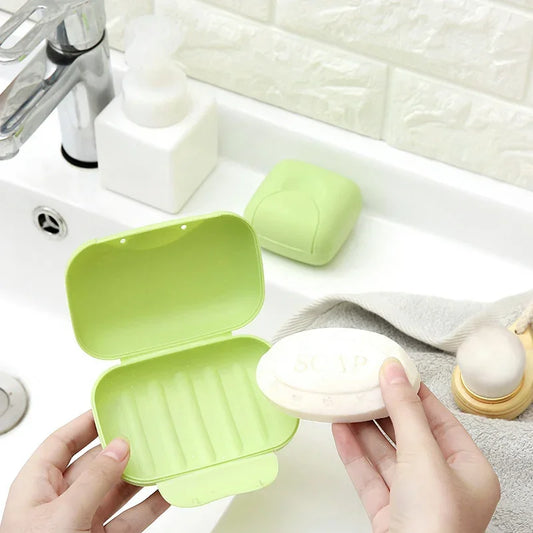 S/L Sizes Portable Travel Soap Box Container Bathroom Acc Home Plastic Soap-Boxes with Cover Candy Color Soaps Soap Holder