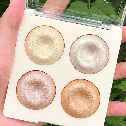 4-color Highlighter Makeup Palette Glitter Eyeshadow Palette Gold Bronze Highlighter Face Makeup Shimmer Illuminate Cosmetics