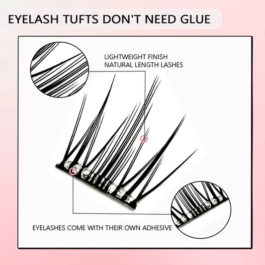 Noglue Eyelashes Natural False Eyelashes DIY Lashe Clusters Glue Strands Eye Lashes Adhesive Eyelash Artificial Eyelashes