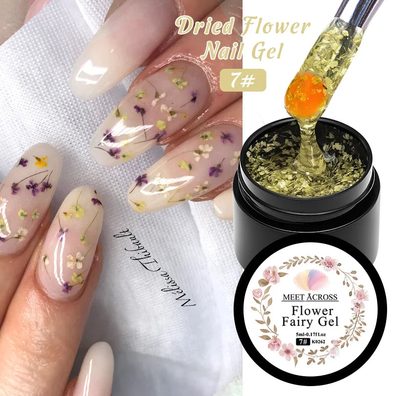 5ml Pink Dried Flower Nail Gel Polish Semi Permanent Natural Flower Fairy Nail Art Gel Soak Off UV Painting Varnishes For Nails