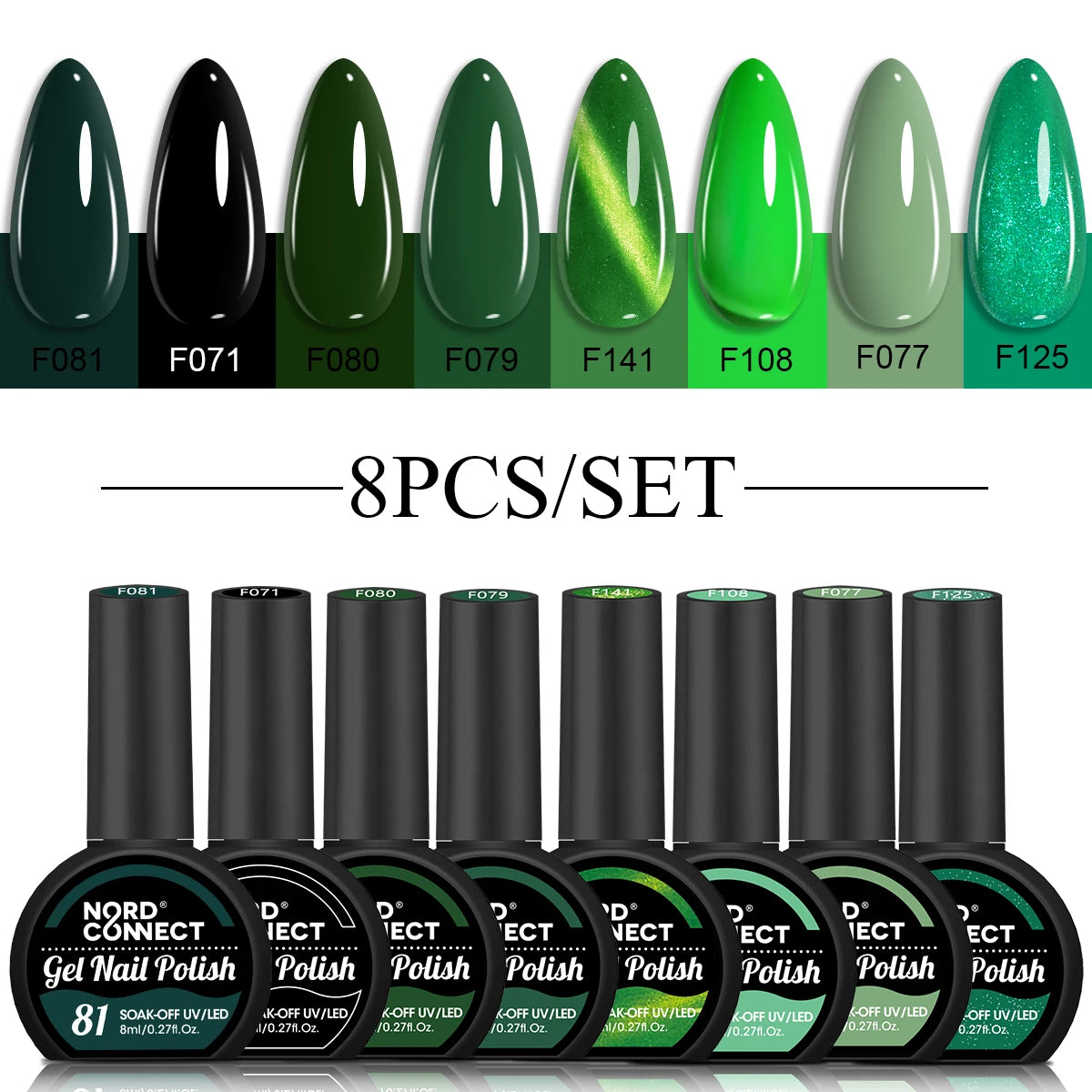 Nail Polish Set 8 Colors 8ml Reflective Magnetic Nail Polish Soak-Off LED Gel Salon Women Manicure Tools Fashion Holographic Man