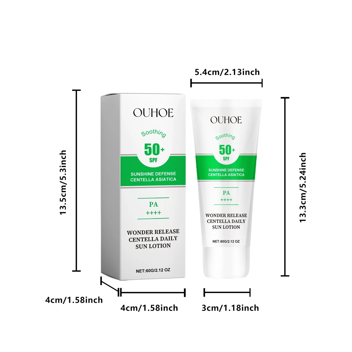 Ouhoe 60g Anti Uv Sunscreen Spf50+ Centella Asiatic Solar Sunblock Moisturize Face Refreshing Oil Control Summer Sunscreen Cream