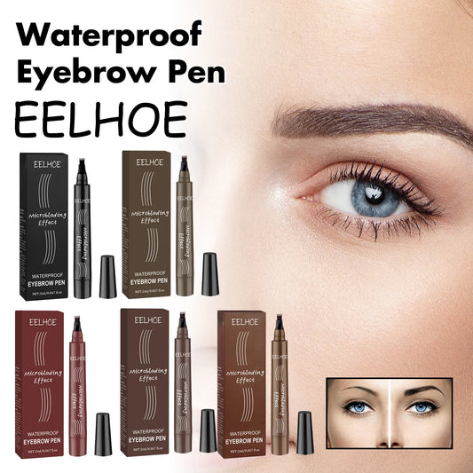 EELHOE Multi Color 4 Forks Eyebrow Pen Natural Plumping Eyebrow Waterproof Sweatproof Lasting Makeup Volumizing Eyebrow Pen