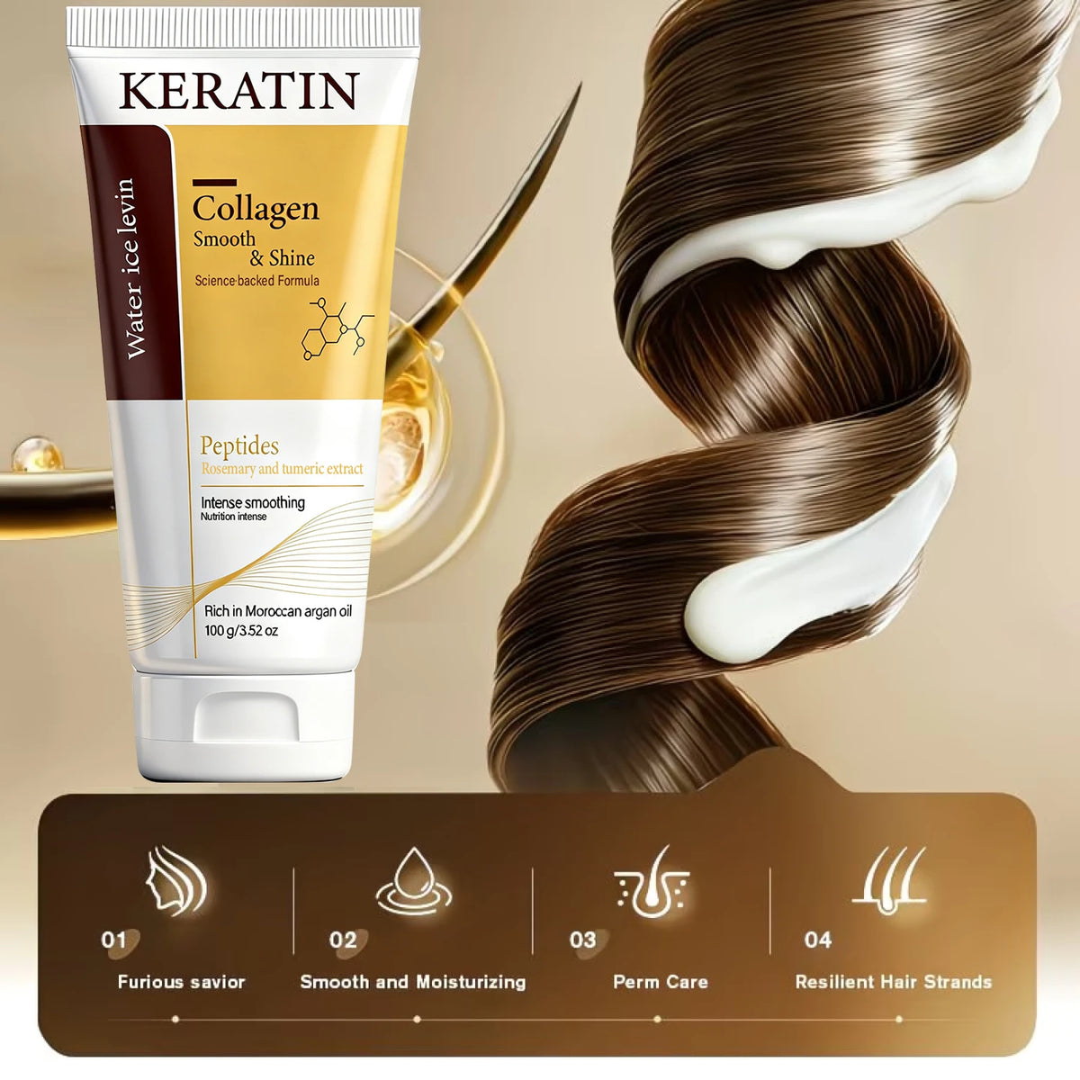 Keratin Collagen Hair Mask with Argan Oil, Intense Smoothing & Shine Hair Care