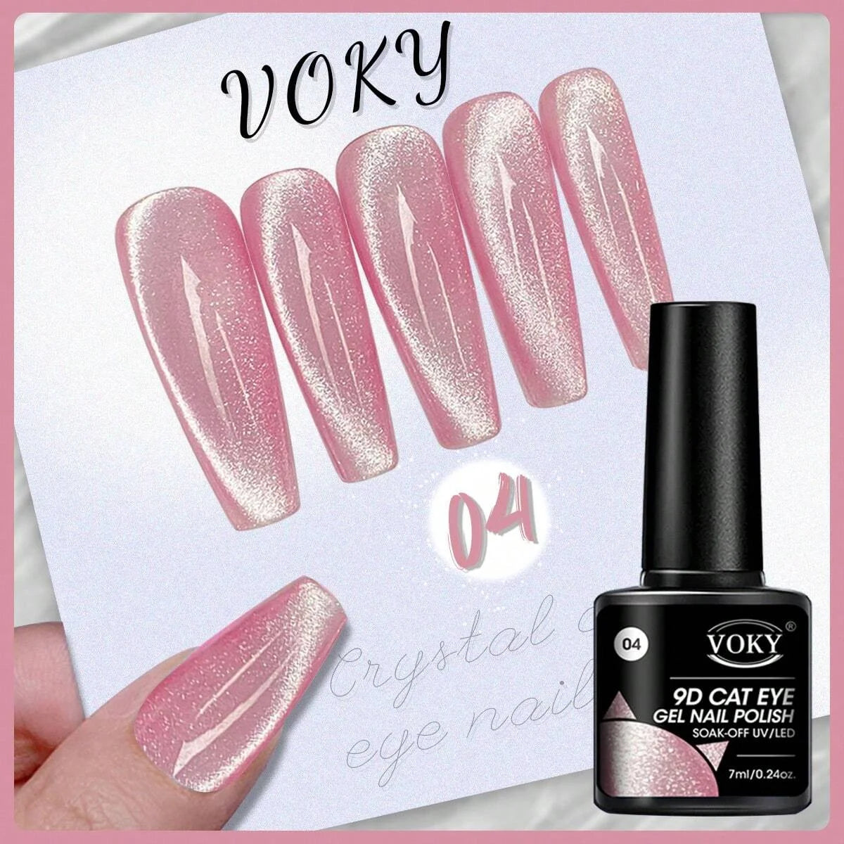 VOKY 7ML Crystal Stone Cat Eye Gel Nail Polish UV/LED Shiny Wide Cat Eye Gel, Classic Holographic Glitter Milky Way Color UV Gel