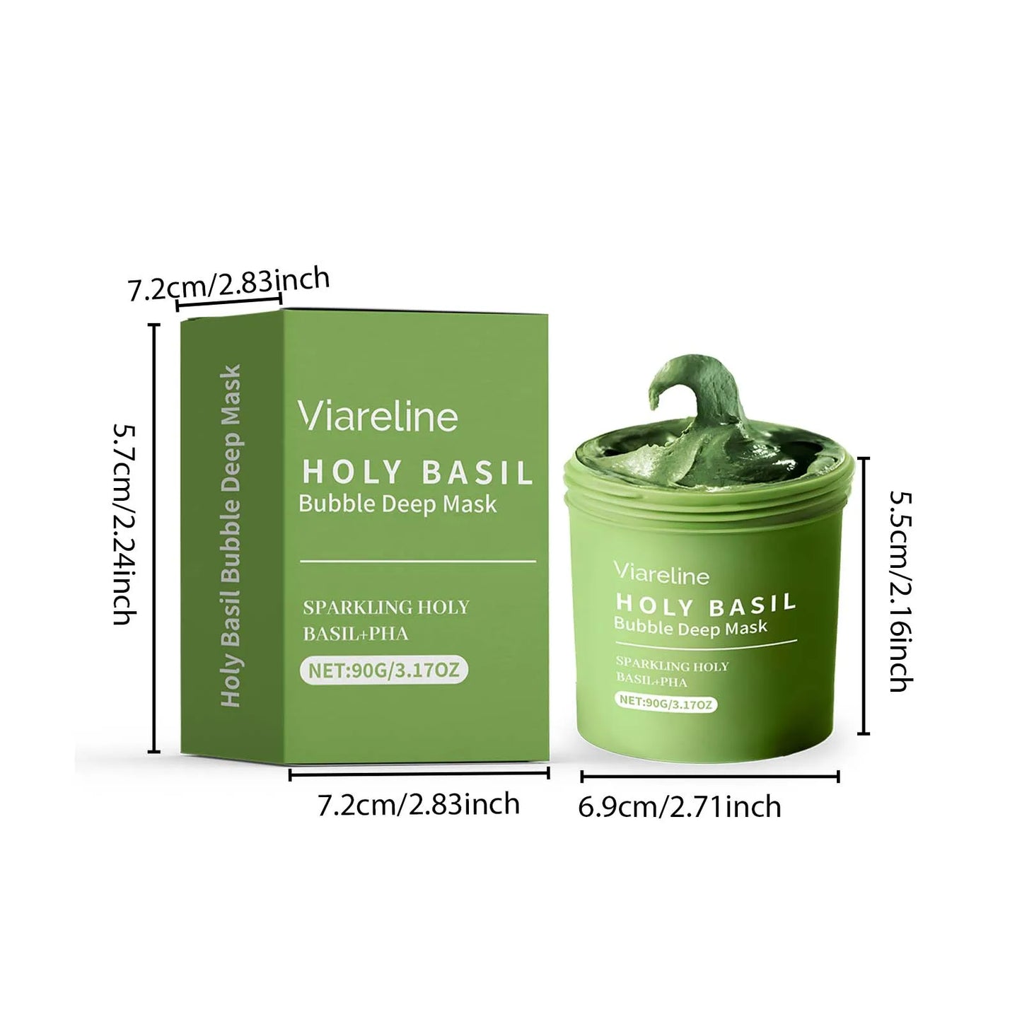 90g Holy Basil Bubble Face Deep Cleaning Clay Mask Remove Blackhead Moisturizing Oil Control Smoothing Softening Facial Mud Mask