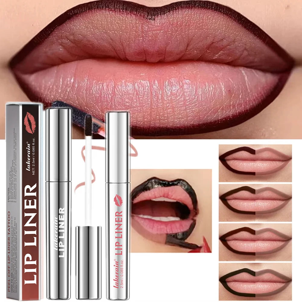 Waterproof Lip Liner Peel Off Tattoo Lipgloss Waterproof Long Lasting Matte Lip Tint Brown Contour Tear-off Lips Stain Cosmetic