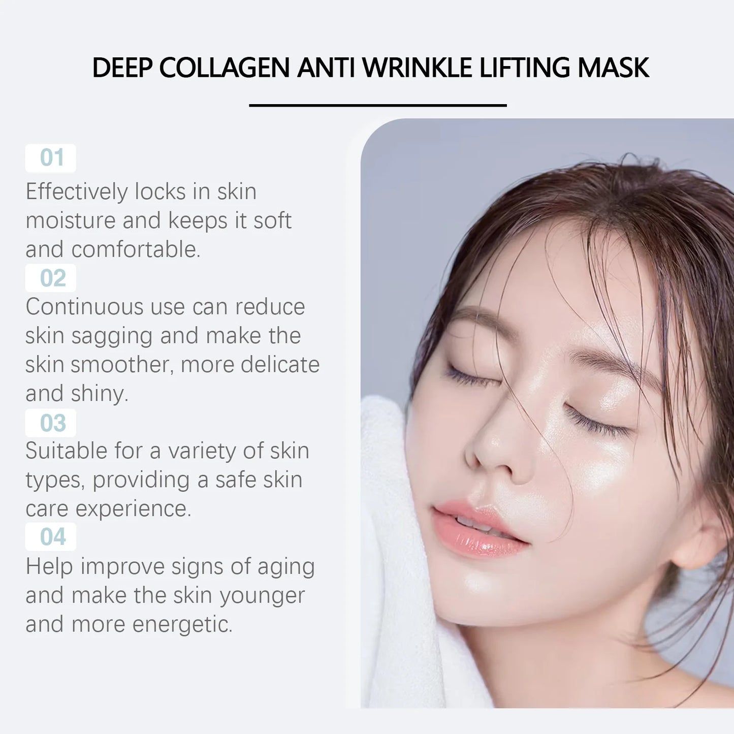 Eelhoe 4pcs Collagen Moisturizing Facial Mask Sheet Pore Minimizing Daily Hydrating Care Overnight Mask Bio Collagen Sheet Mask