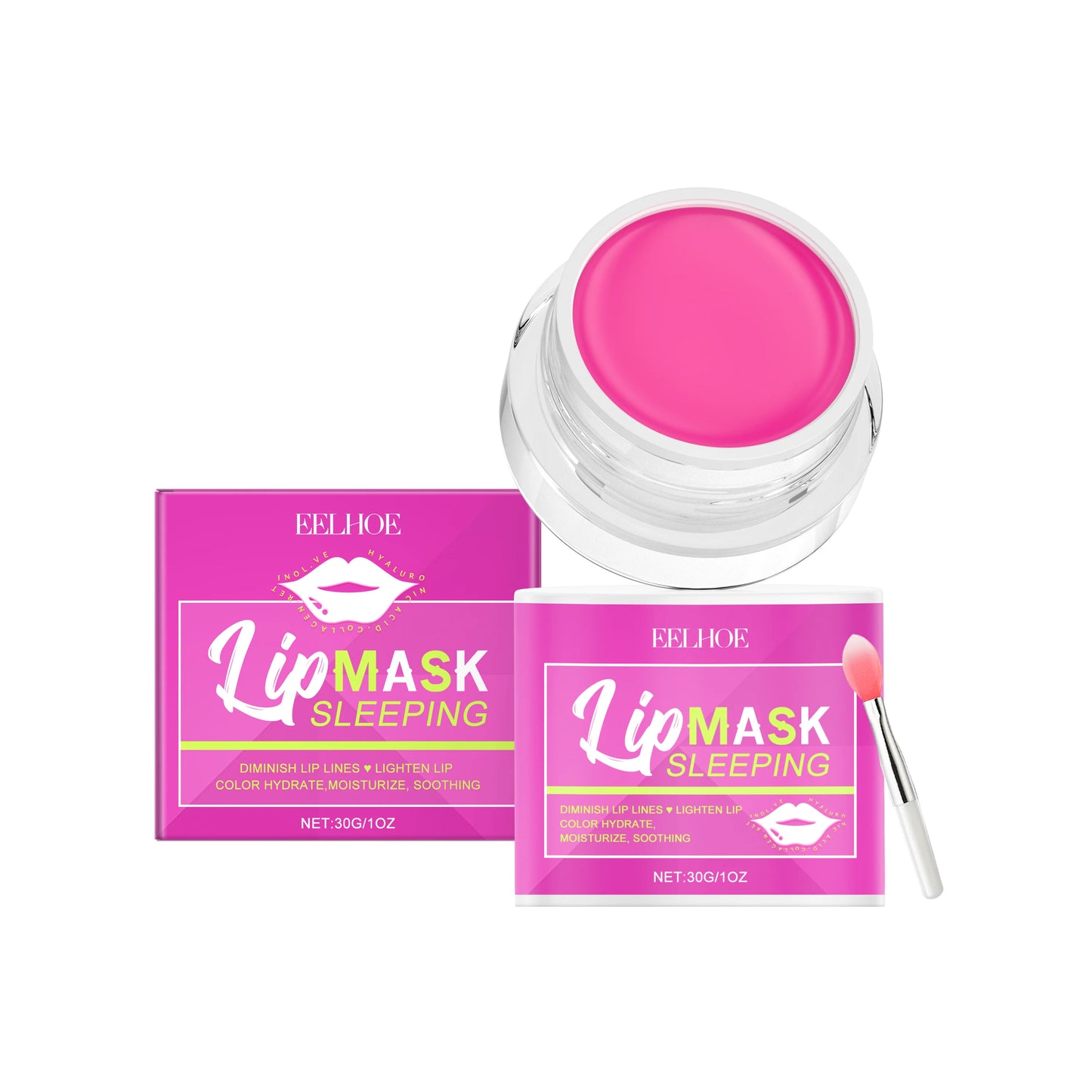 Eelhoe 30g Plumping Lip Mask Moisturizing Anti Cracking Lip Care Remove Dead Skin Brigtening Lip Hydrating Lip Sleeping Mask