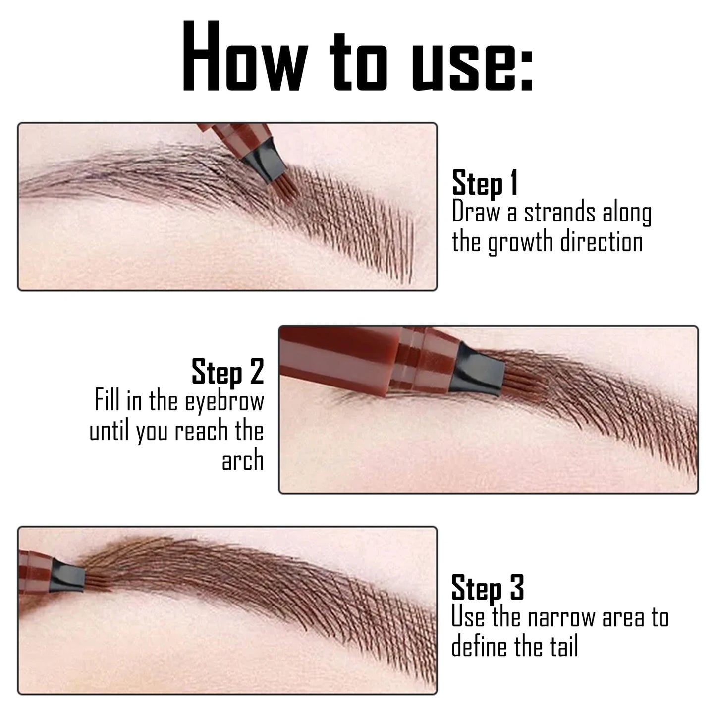 EELHOE Multi Color 4 Forks Eyebrow Pen Natural Plumping Eyebrow Waterproof Sweatproof Lasting Makeup Volumizing Eyebrow Pen