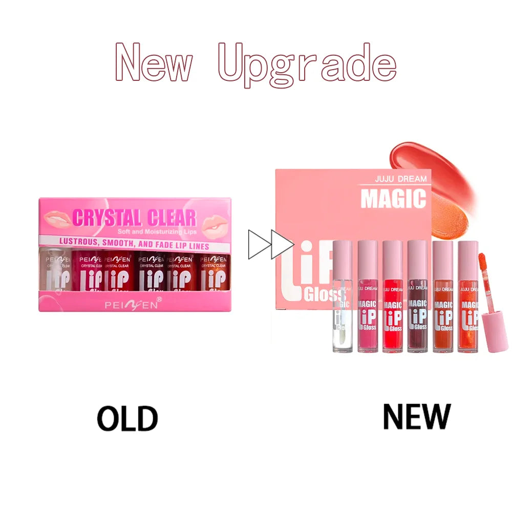 6pcs Jelly Lip Oil Set – Hydrating, Shimmering Gloss, Waterproof, Long-Lasting, Easy Application, Unisex, Multi-Shade Combo