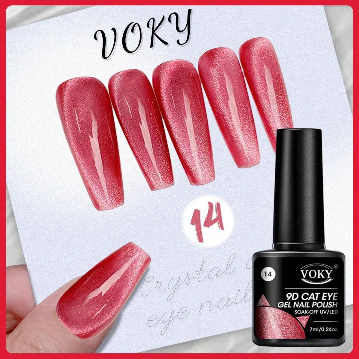 VOKY 7ML Crystal Stone Cat Eye Gel Nail Polish UV/LED Shiny Wide Cat Eye Gel, Classic Holographic Glitter Milky Way Color UV Gel