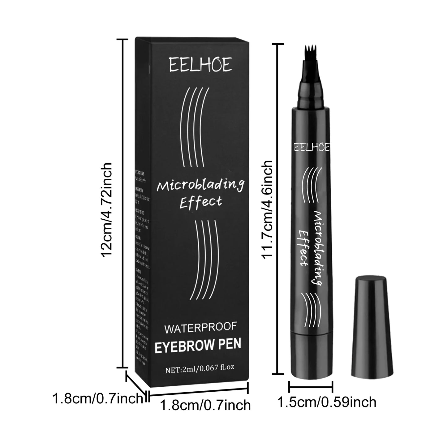 EELHOE Multi Color 4 Forks Eyebrow Pen Natural Plumping Eyebrow Waterproof Sweatproof Lasting Makeup Volumizing Eyebrow Pen