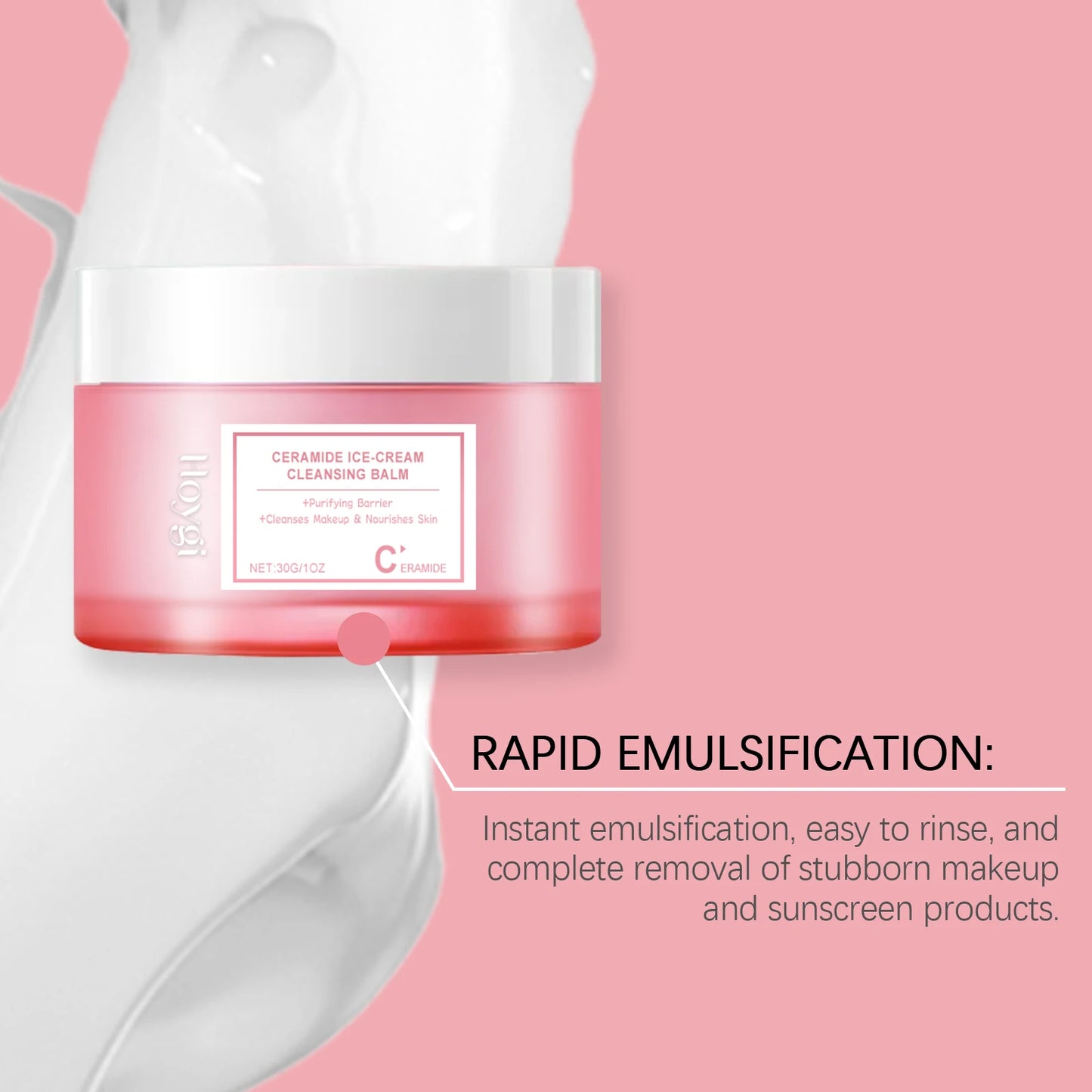 Hoygi Face Makeup Remover Balm Moisturizing Skin No Tight Non-irritating Purifying Pores Shrinking Refreshing Eyes and Lip Clean