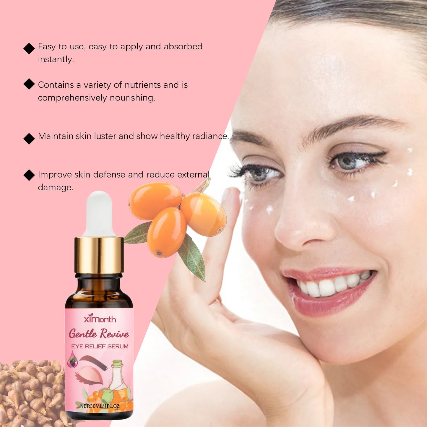 Ximonth Eye Relief Serum Relieve Eye Fatigue Firm Skin Prevent Milia Gentle Nourish Herbal Nursing Eye Soothing Essence Liquid