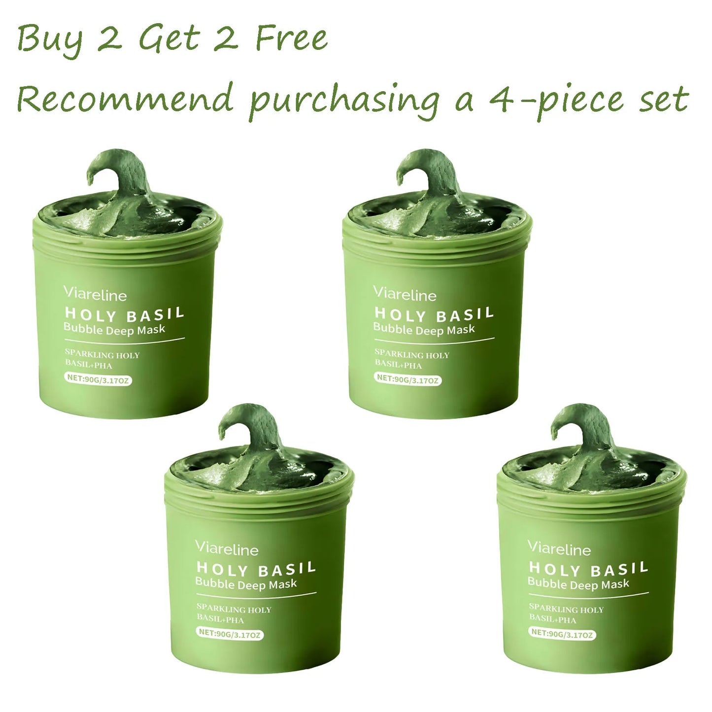90g Holy Basil Bubble Face Deep Cleaning Clay Mask Remove Blackhead Moisturizing Oil Control Smoothing Softening Facial Mud Mask