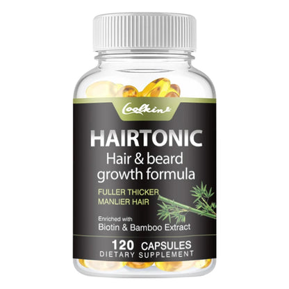 Hair & Beard Growth Supplements - Biotin & Bamboo Extract - for Men’s Beard and Hair Growth, Relieve Hair Loss - 120 Capsules
