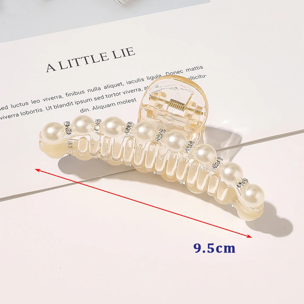 New Big Pearls Acrylic Hair Claw Clips Crab Hairpins Large Makeup Hair Styling Barrettes for Women Hair Accessories Bow Hairgrip