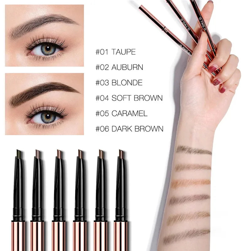 O.TWO.O 6 Colors Ultra Fine Waterproof Natural Long Lasting Paint Tattoo Eyebrow Black Brown Eyebrow Pencil With Brush Makeup