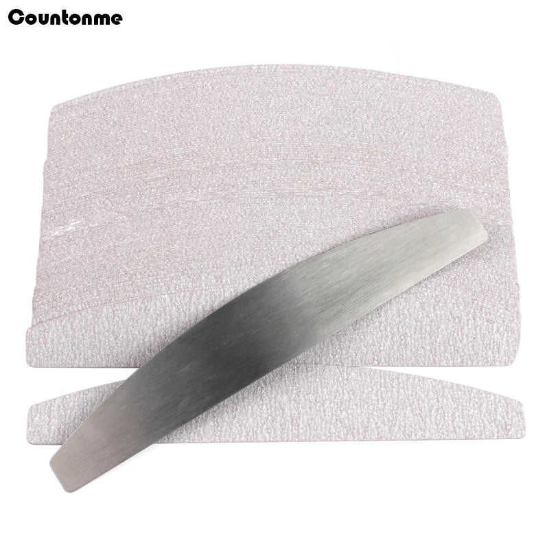 100Pcs Replacement  SandPaper Nail File With Metal Handle Removable  Buffer 100/180 Double-sided Strips Manicure Nail Art Files