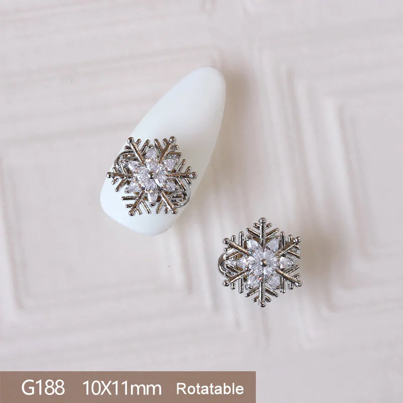 10pcs 3D Alloy Christmas Tree Bells Nail Art Zircon Pearl Metal Manicure Nails Accessories DIY Nail Decorations Supplies Charms
