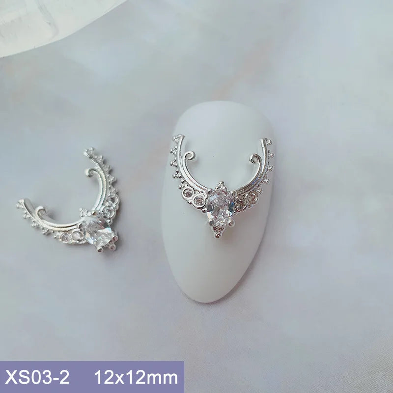 10pcs 3D Alloy Christmas Tree Bells Nail Art Zircon Pearl Metal Manicure Nails Accessories DIY Nail Decorations Supplies Charms