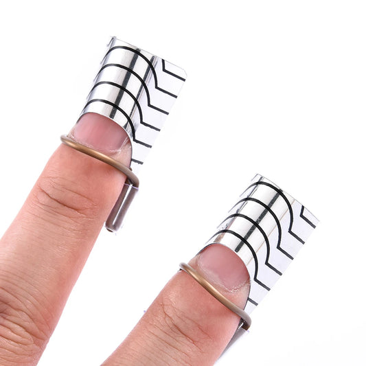10Pcs Reusable Aluminum Nail Extension Pallets Tips Forms Nail Art Extension Sticker Builder Form Guide Stencil Manicure Tools