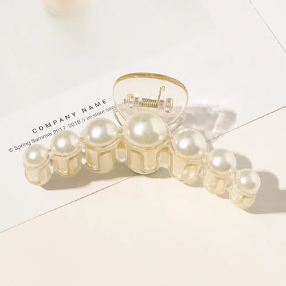 New Big Pearls Acrylic Hair Claw Clips Crab Hairpins Large Makeup Hair Styling Barrettes for Women Hair Accessories Bow Hairgrip