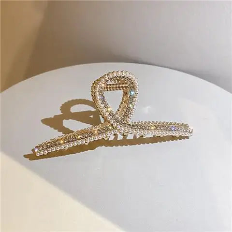 New Pearl Diamond Plate Hair Claw Clip Non-slip Metal Large Shark Clip Crab Hair Clip Women Hair Clips Accessories
