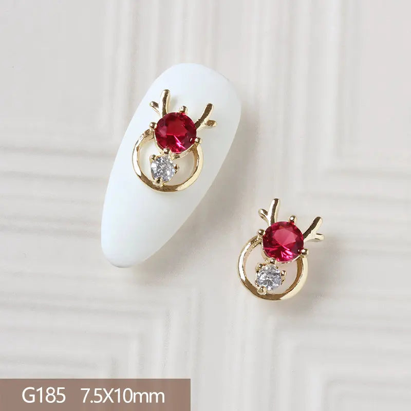 10pcs 3D Alloy Christmas Tree Bells Nail Art Zircon Pearl Metal Manicure Nails Accessories DIY Nail Decorations Supplies Charms