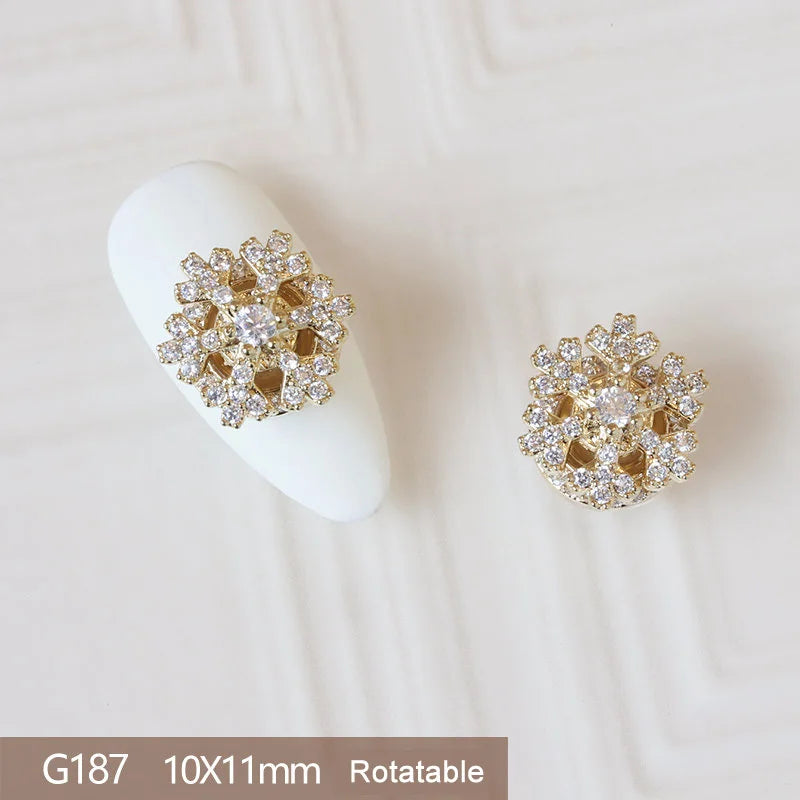 10pcs 3D Alloy Christmas Tree Bells Nail Art Zircon Pearl Metal Manicure Nails Accessories DIY Nail Decorations Supplies Charms