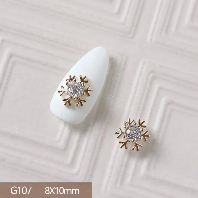 10pcs 3D Alloy Christmas Tree Bells Nail Art Zircon Pearl Metal Manicure Nails Accessories DIY Nail Decorations Supplies Charms