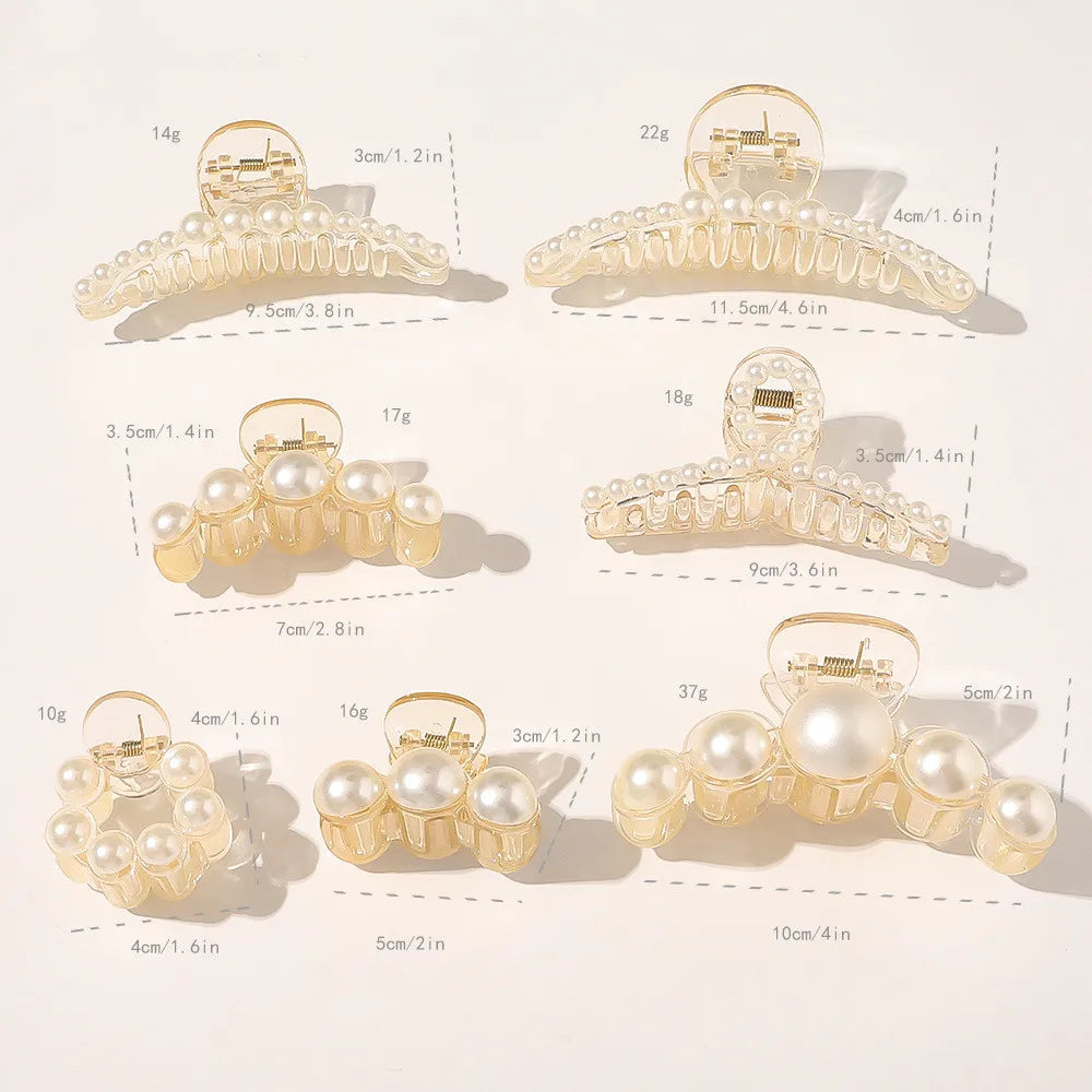 New Big Pearls Acrylic Hair Claw Clips Crab Hairpins Large Makeup Hair Styling Barrettes for Women Hair Accessories Bow Hairgrip