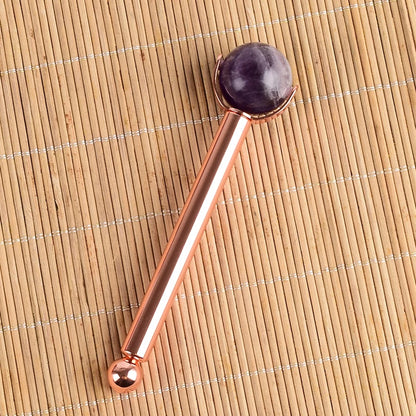 Natural Stone Facial Care Massage Roller Stainless Steel Wand Health Care Eye Head Massager Interchangeable Roller Head Tool