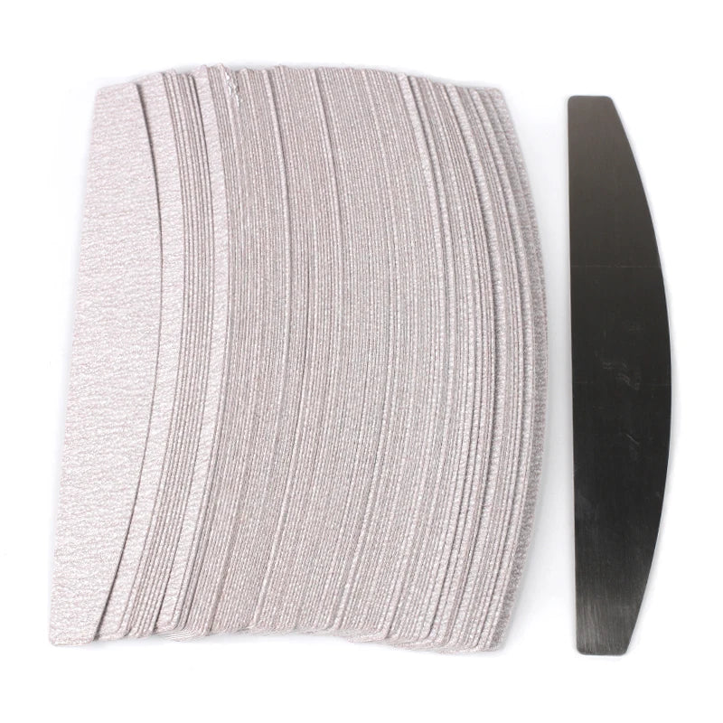 100Pcs Replacement  SandPaper Nail File With Metal Handle Removable  Buffer 100/180 Double-sided Strips Manicure Nail Art Files