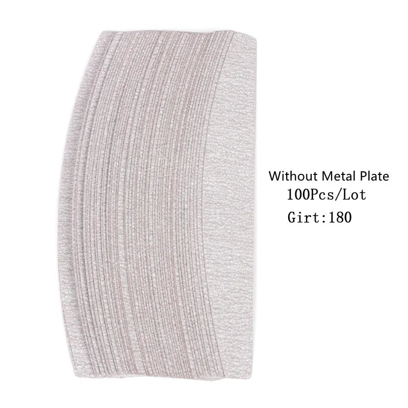 100Pcs Replacement  SandPaper Nail File With Metal Handle Removable  Buffer 100/180 Double-sided Strips Manicure Nail Art Files
