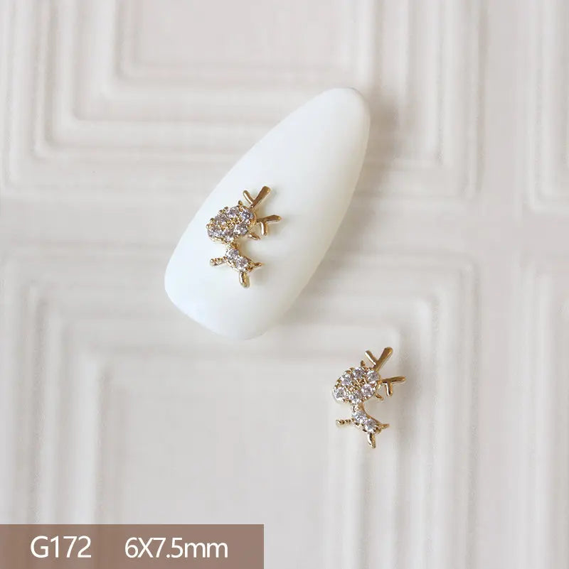 10pcs 3D Alloy Christmas Tree Bells Nail Art Zircon Pearl Metal Manicure Nails Accessories DIY Nail Decorations Supplies Charms