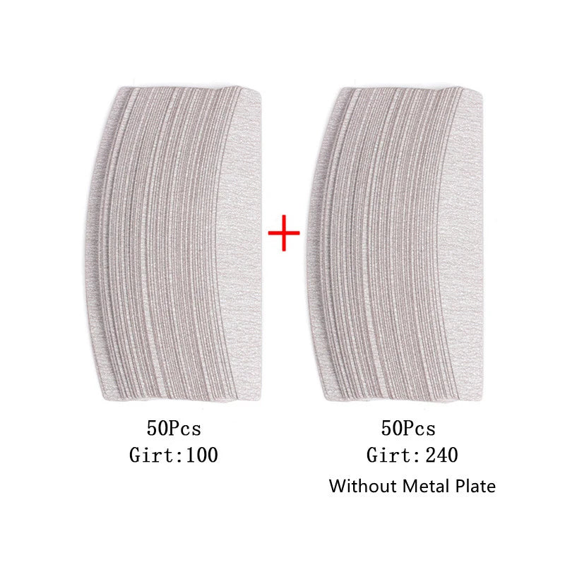 100Pcs Replacement  SandPaper Nail File With Metal Handle Removable  Buffer 100/180 Double-sided Strips Manicure Nail Art Files