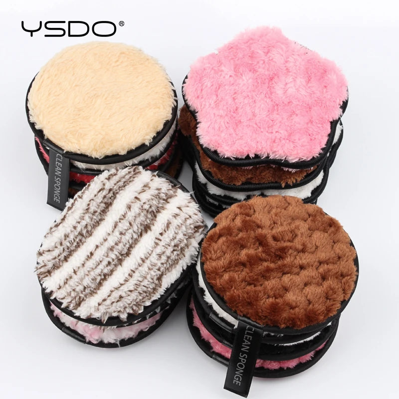 3PCS Reusable Makeup Remover Pads Cotton Wipes Microfiber Make Up Removal Sponge Cotton Cleaning Pads Tool Washable Sponge Pad