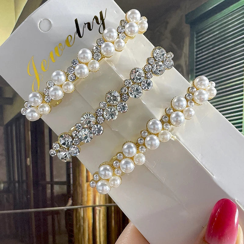 Korean Crystal Pearl Spring Hair Clips Pins for Women Girls Elegant Barrettes Hairpins Hairgrips Headwear Hair Accessories