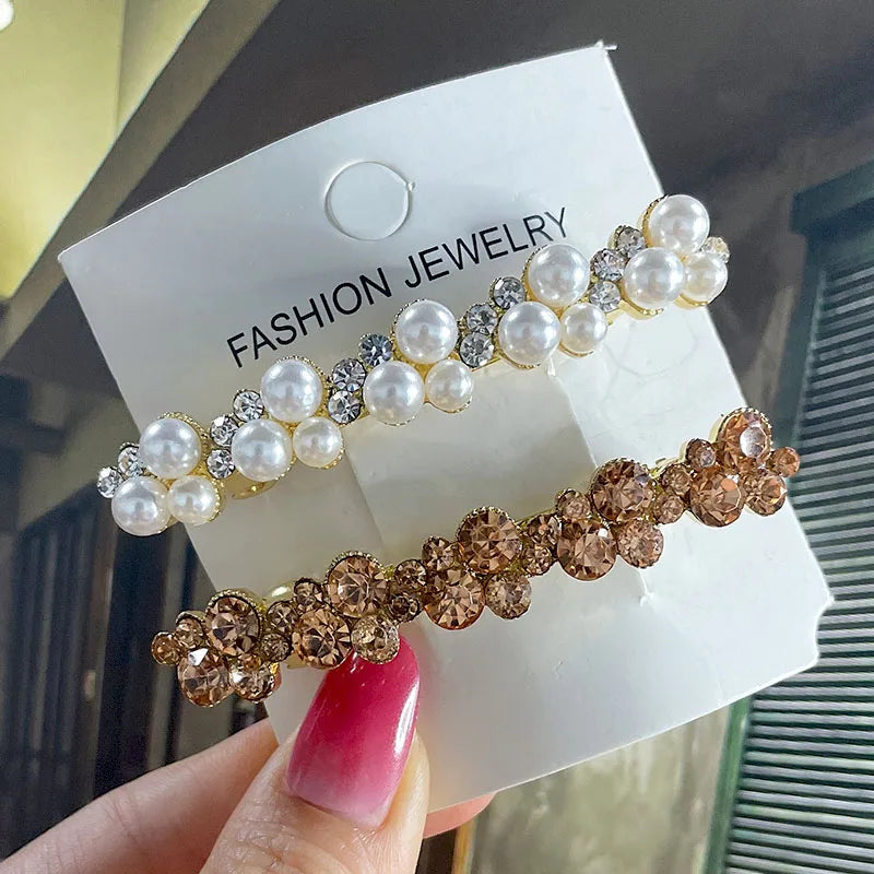 Korean Crystal Pearl Spring Hair Clips Pins for Women Girls Elegant Barrettes Hairpins Hairgrips Headwear Hair Accessories