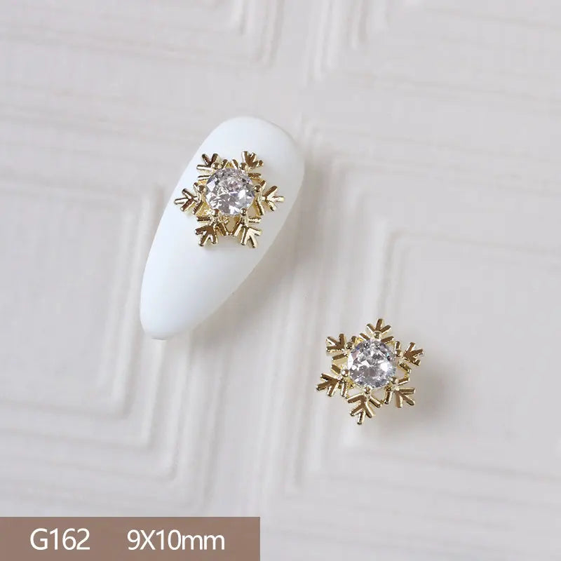 10pcs 3D Alloy Christmas Tree Bells Nail Art Zircon Pearl Metal Manicure Nails Accessories DIY Nail Decorations Supplies Charms